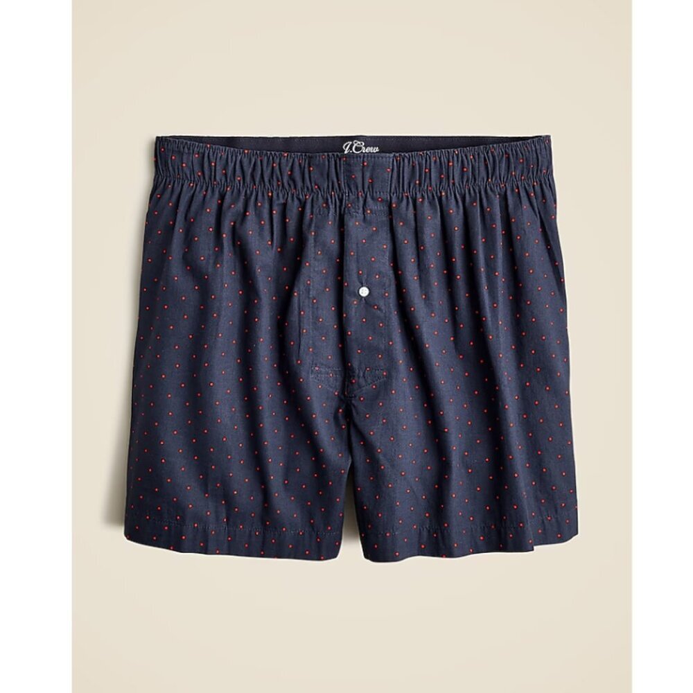 J.Crew Men's Boxer Shorts Sz Small Blue/Red Dot 100% Cotton NWT